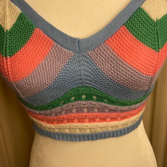 EUC- ASOS- RARE!! Boho STRADIVARIUS- CROCHETED CROP TOP Festival top! Hippie - Picture 7 of 10